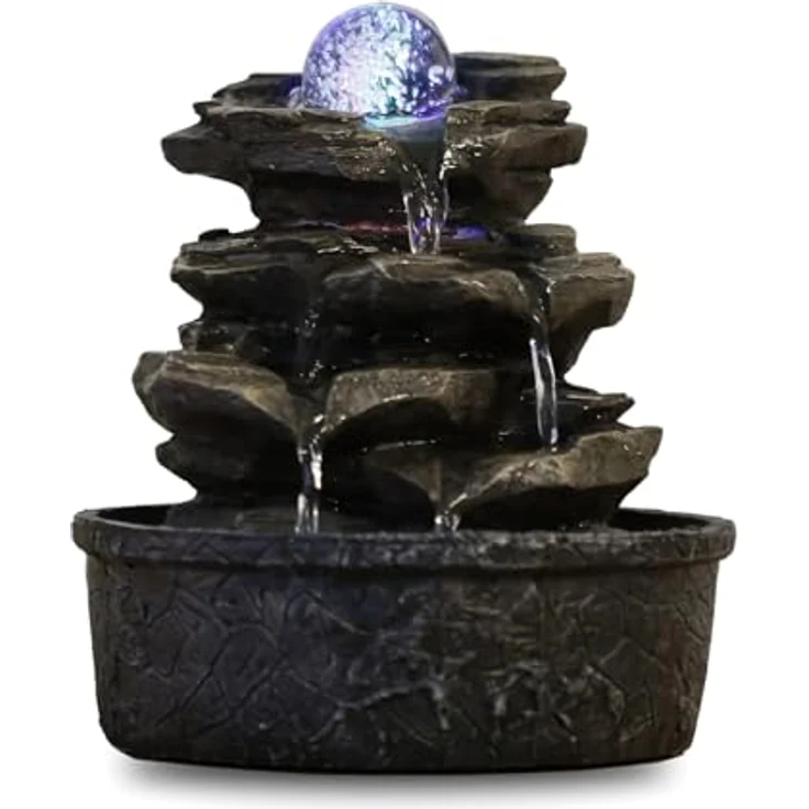 Zen'Light Little Rock Brunnen aus Polyresin, Dunkelbraun, 20 x 20 x 23 cm – Bild 2