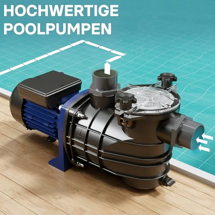 WilTec Pool Pumpe 15000 l-h 750 W Schwimmbadpumpe Filterpumpe Umwälzpumpe Pool – Bild 2