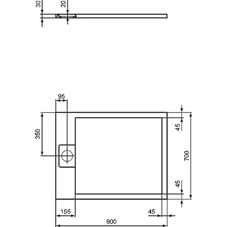 Ideal Standard, Duschwanne, Ultra Flat S i.life Rechteck-Brausewanne, 900x700x30mm, T5237 in Carraraweiß – Bild 6