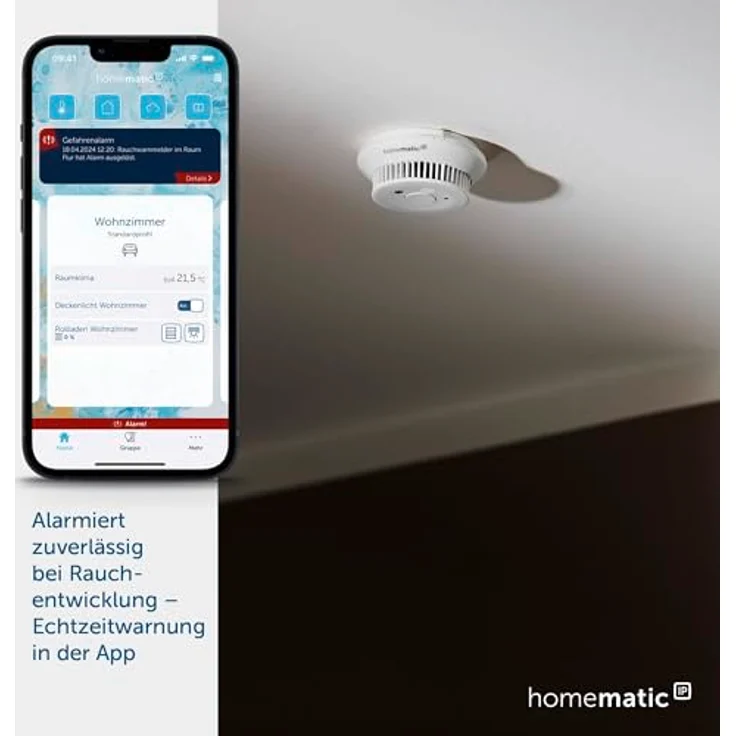 Homematic IP Starter Set Mini – Rauchwarnmelder mit integrierter LED-Notbeleuchtung, Smart Home, Sirenenalarm und Push-Benachrichtigung in der App, 158097A1 – Bild 3