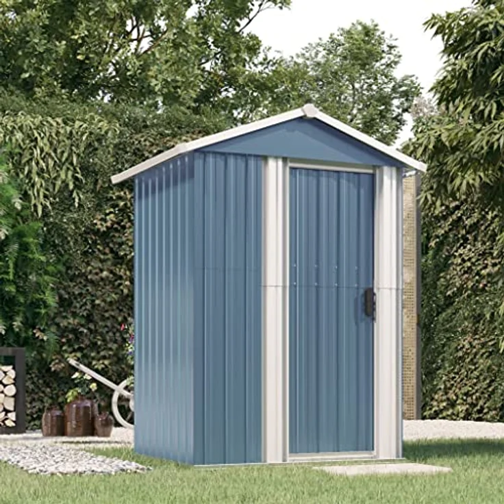 vidaXL Geräteschuppen Grau 126x97,5x177 cm Verzinkter Stahl – Bild 2