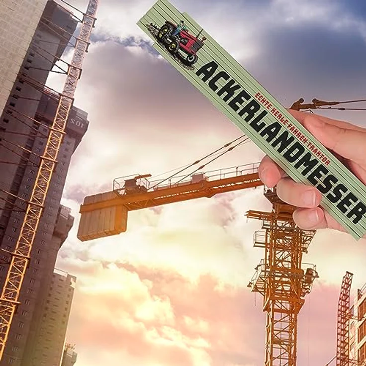 speecheese Ackerlandmesser Echte Kerle fahren Traktor, Holz Meterstab in grün mit lustigem Spruch über die Hektar des Bauern – Bild 3