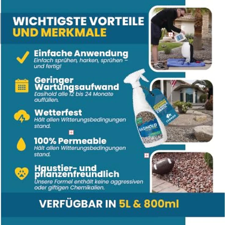 Easihold EasiHold Mulch & Steinbinder, 5 l - Wasserbasiertes Bindemittel für Kies und Mulch, 100% wasserdurchlässig, für ca. 8 m² – Bild 3