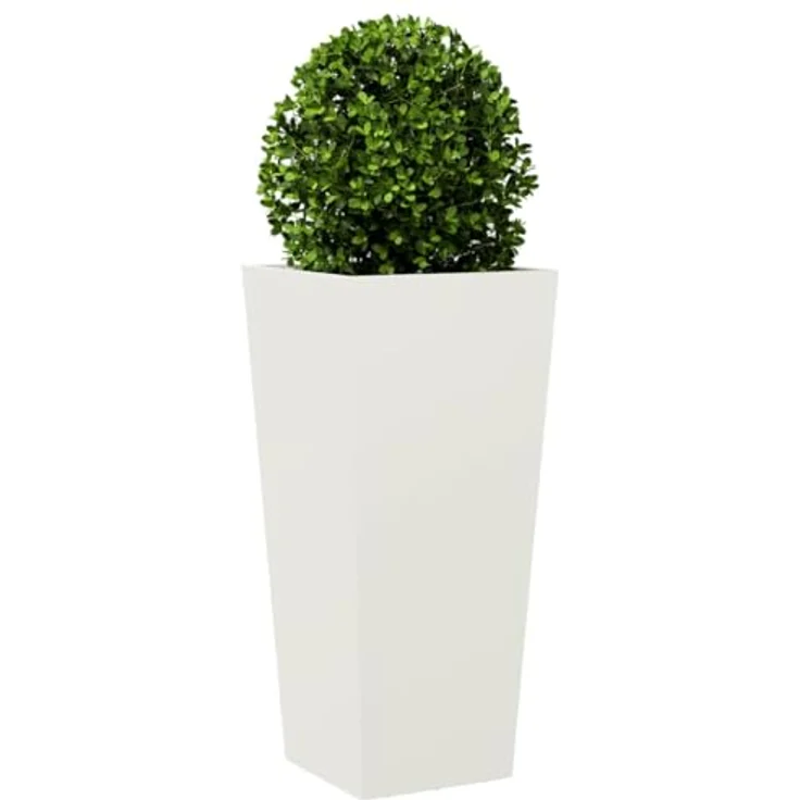 vidaXL Pflanzkübel Weiß 35x35x75 cm Stahl, Robust und geräumig für Garten und Terrasse – Bild 3