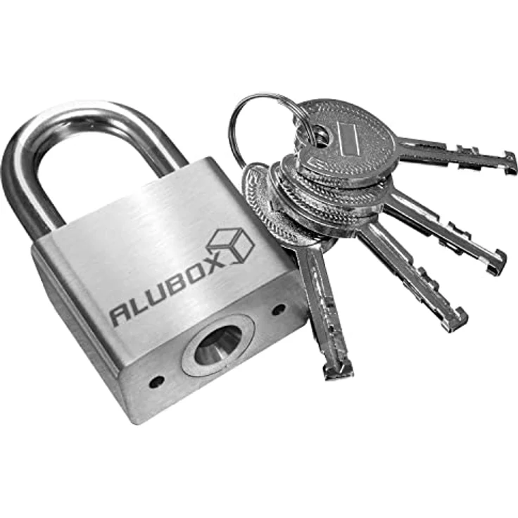 Alubox Vorhängeschloss Edelstahl, 40 mm mit 4 Schlüsseln und Bügelstärke 7 mm – Bild 1