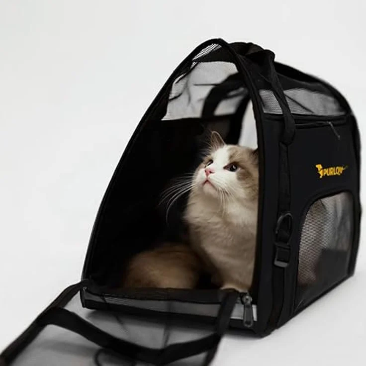 Purlov Tiertransporttasche Transporttasche für Hunde/Katzen bis 8,00 kg, Sicherer Transport für Haustiere, stabil und komfortabel, schwarz – Bild 4