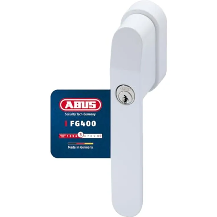 ABUS FG400, Abschließbarer Fenstergriff mit Druckzylinder und Schlüssel, Kindersicherung, Einbruchschutz, weiß, Sicherheitslevel 5, gleichschließend AL0125