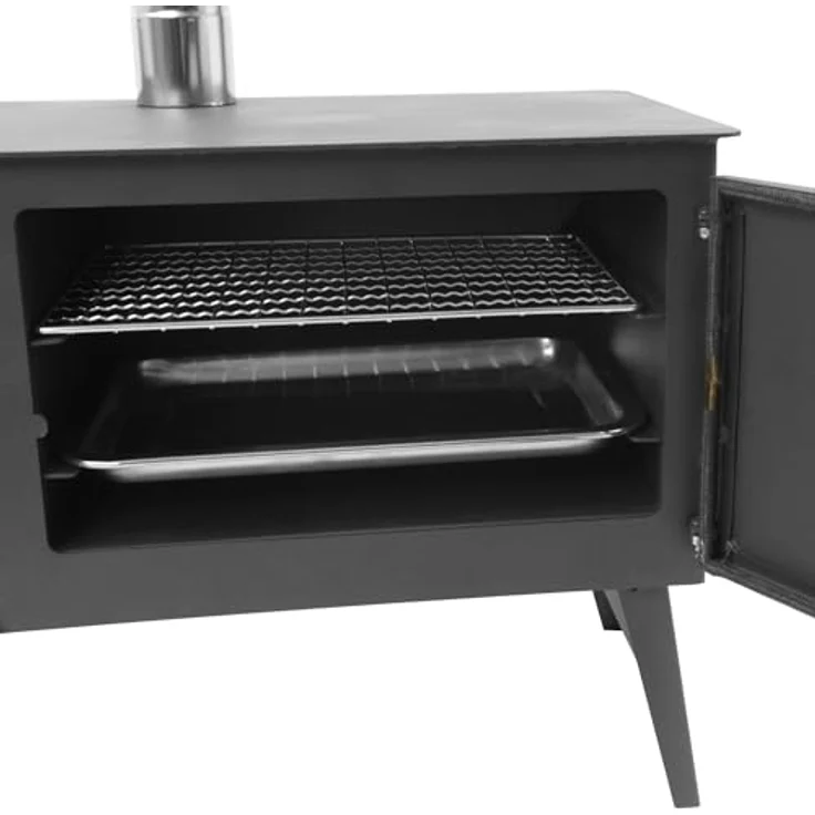 CampFeuer Zeltofen, 28,5 x 58,5 x 260 cm, Zeltheizung, Holzofen für Camping, mit Backfach und Thermometer – Bild 6