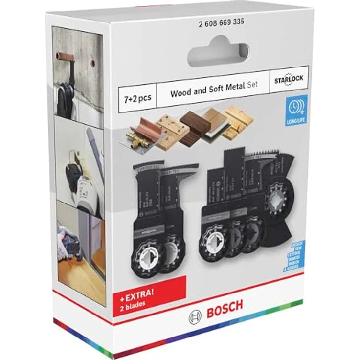 Bosch 9x Holz und Weichmetall Set, Multifunktionswerkzeug Zubehör für Nichteisenmetalle und Kunststoffplatten, Starlock-Aufnahme, 134 x 104 mm – Bild 2