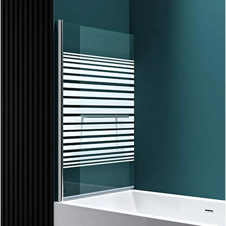 Mai & Mai Duschwand für Badewanne, faltbar 180° aus 6mm ESG-Sicherheitsglas teilsatiniert mit NANO-Beschichtung, 94x140cm – Bild 3