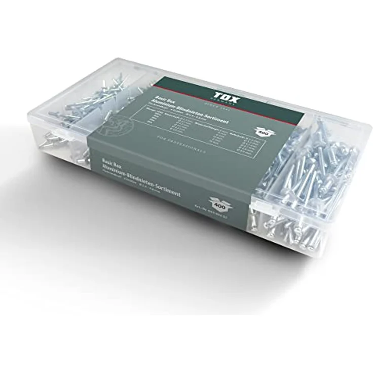 TOX Blindnieten-Sortiment aus Aluminium, mit Flachrundkopf in 6 Größen, 400-tlg. 09490205 – Bild 1