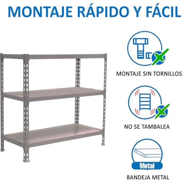 Simonrack Simonclick Metallregal Super Plus, 90 x 110 x 30 cm, 3 Böden, Traglast 200 kg pro Boden, anthrazit – Bild 5