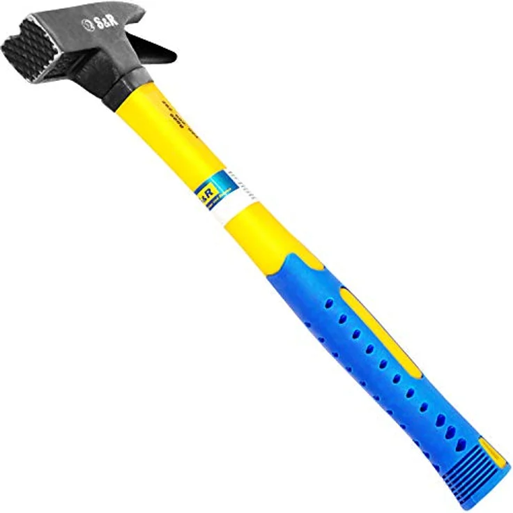 S&R Latthammer 600 g, Zimmermannshammer mit Fiberglasstiel, magnetischem Nagelhalter und rutschfestem Griff – Bild 4