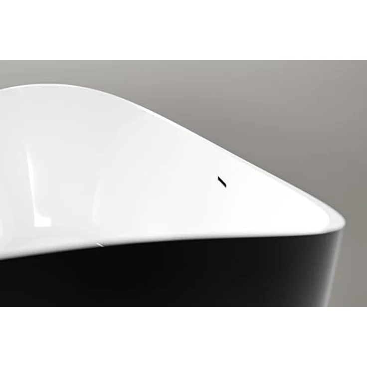 BERNSTEIN Freistehende Badewanne Vice 2.0 aus Sanitäracryl in Schwarz/Weiß matt - Doppelwandige Konstruktion, 183,5 x 78,5 x 76,9 cm, 5 Jahre Garantie – Bild 5