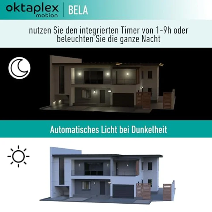 Oktaplex motion Dämmerungsschalter Aussen Bela mit Ausschalttimer IP65 230V anthrazit einstellbarer Dämmerungssensor – Bild 3