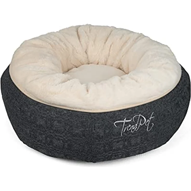 TrendPet Lunabed - Das runde Kuschelbett für Hunde und Katzen (Beige, S) – Bild 1