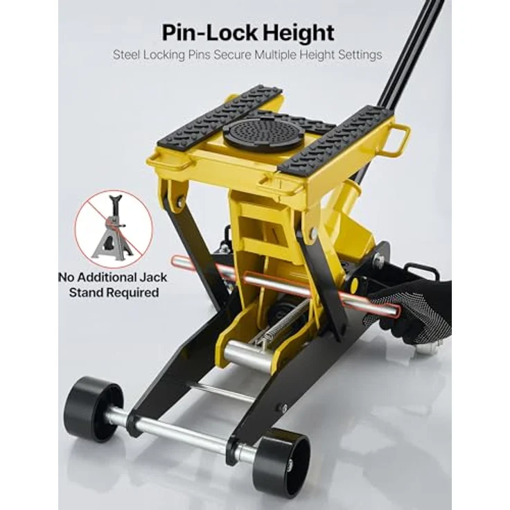 VEVOR Hydraulischer Rangierwagenheber WD-ATV-01, 2 t Tragkraft, Flacher Stahlwagenheber mit Einkolben-Schnellhubpumpe, 150–435 mm Hubbereich für Pkw, Motorräder und ATVs – Bild 5