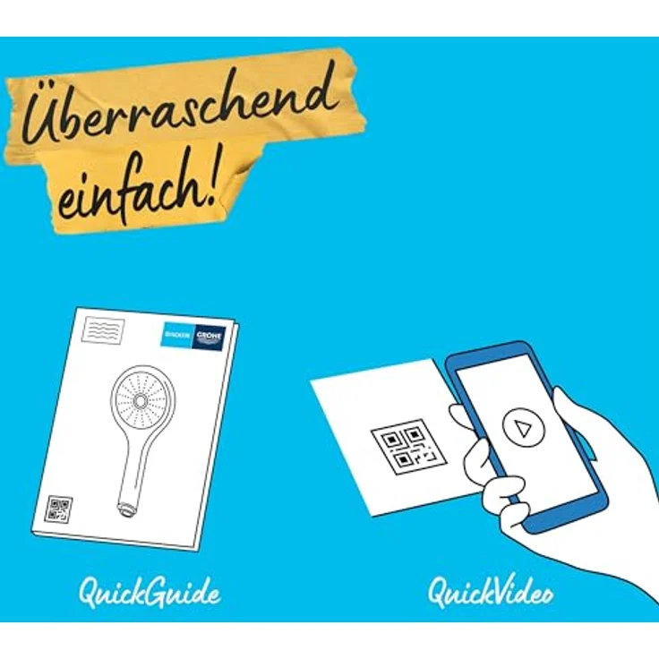 Grohe Handbrause 3 Strahlarten Vitalio Comfort 110 chrom, eckige Form, Rain/Jet/Massage Strahlarten, SpeedClean Silikondüsen – Bild 10