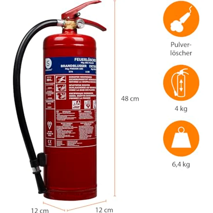Smartwares Pulver Feuerlöscher Halterung 4kg Klasse ABC Stahl Pulverlöscher – Bild 4