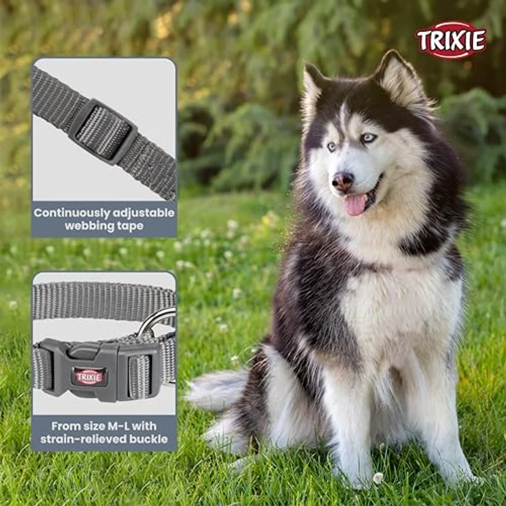 TRIXIE DOG Copenhagen Trixie Hundehalsband, Premium, Größe M/L, Grau – Bild 2