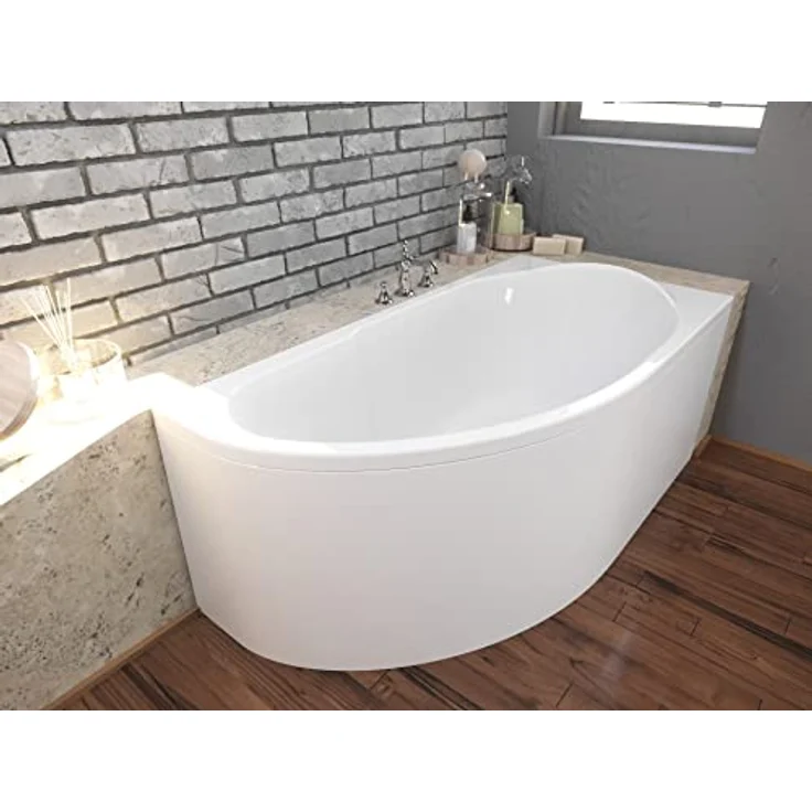 Polimat BADLAND MIKI Eckbadewanne 140x70 cm, Weiß Acryl, Komplettset mit Schürze, Füßen und Chrom Automatik Ablaufgarnitur, Made in EU – Bild 2