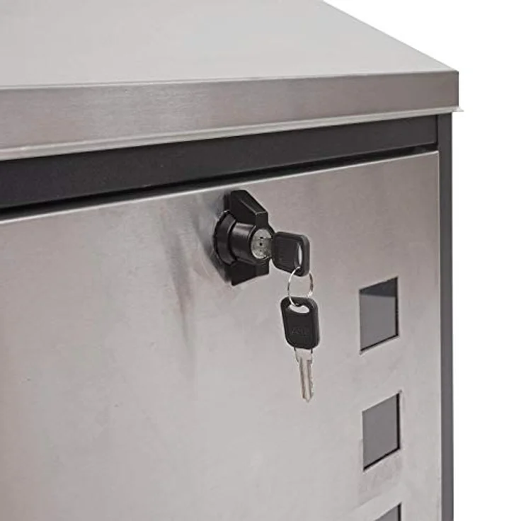 PROREGAL XXL Briefkasten, abschließbar, pulverbeschichtet, schwarz-Edelstahl, HxBxT 52x44x25cm, geeignet für Päckchen und Büchersendungen – Bild 7