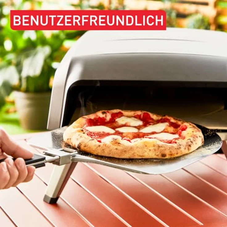 Tefal Pizzaofen JM4130 Pizza Pronto, Gas-Pizzaofen mit drehendem Pizzastein und Pizzaschaufel, Edelstahl-Finish – Bild 5