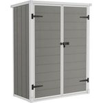 STEELSØN Gerätehaus Novara aus Aluminium, Geräteschuppen wasserdicht, wetterbeständing, Gartenhaus, grau, Außenmaß 134x68,5x166 cm