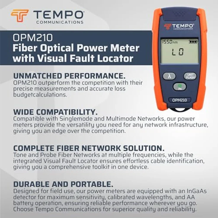 Tempo Communications Fibertoolkit Pro Plus FTK-PP, Zangen-Set für Glasfasertechnik mit verschiedenen Werkzeugen und Mikro-OPM (330 mm) – Bild 4