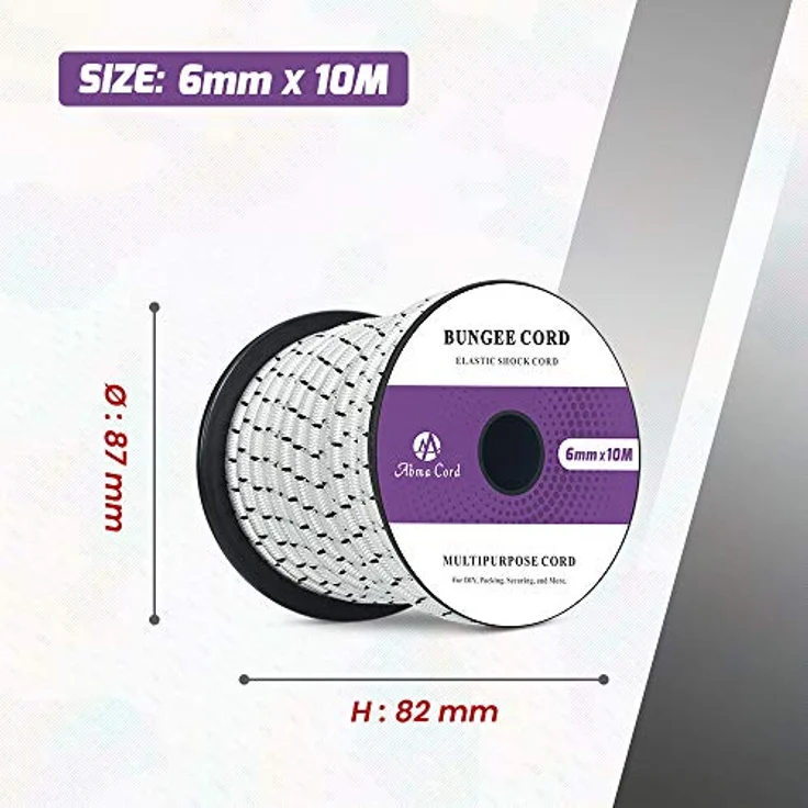 Abma Cord Gummiseil Expanderseil 5mm x 20m, UV-beständig, schimmelresistent, für Planen, Zelte, Sonnensegel - Weiß & Schwarz – Bild 3