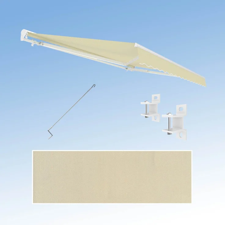 Eclipse Kassettenmarkise Größe: 3,50 x 3,00 Meter Standard manuell 3,5x3m, Weiß, UV-Schutzfaktor 50+, Windstärke 5, inkl. Handkurbel – Bild 1