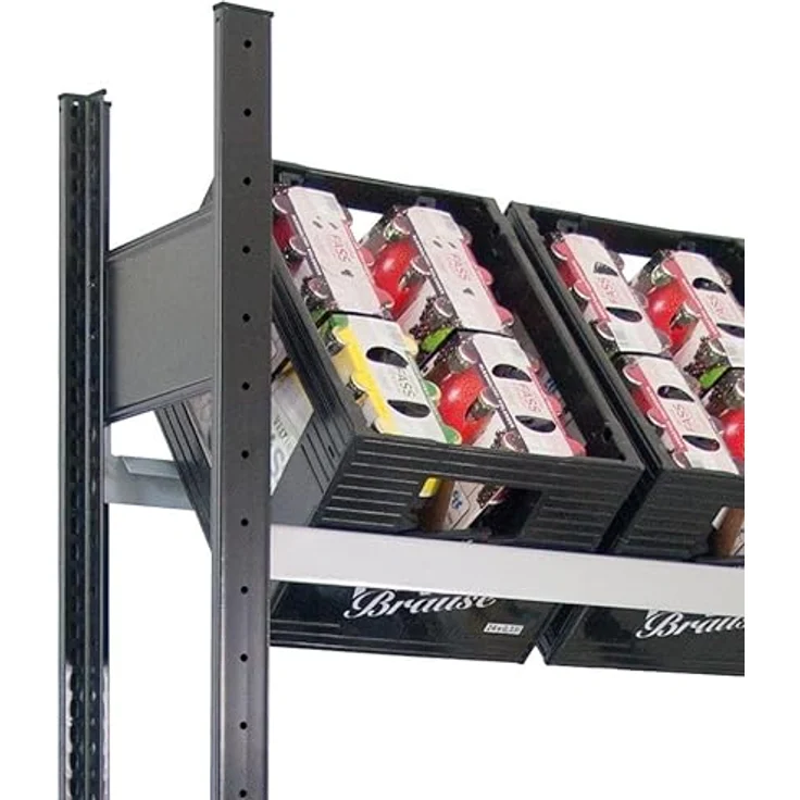 Schulte Lagertechnik Kellerregal Getränkekisten-Grundregal, 1800 x 1000 x 300 mm, schwarz/silber, 3 Ebenen für 9 Getränkekisten – Bild 2