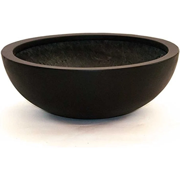 Elegant Einrichten Pflanzkübel Fiberglas Schale-Rund, D46xH16cm, matt schwarz, wasserdicht und UV-beständig – Bild 3