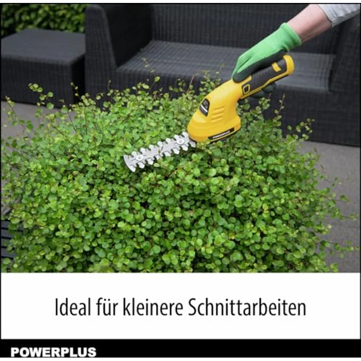 Powerplus POWXG2034 Rasen-/Strauchschere, 8V Akku-Heckenschneider mit ergonomischem Griff, gelb – Bild 5