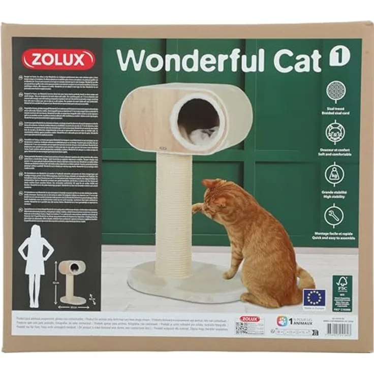 Zolux Kratzbaum Wonderful Cat grau - Katzenkratzbaum - 60 x 42 5 x 92cm (92 cm, Grau), Katzenbaum