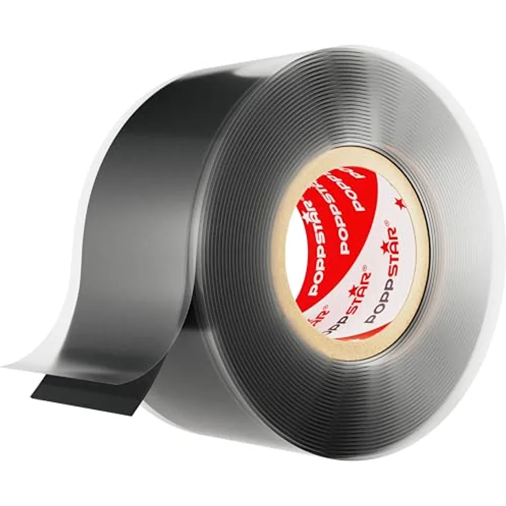 Poppstar selbstverschweißendes Silikonband, schwarz, 3m lang, 25mm breit, 1 Rolle (1008721)