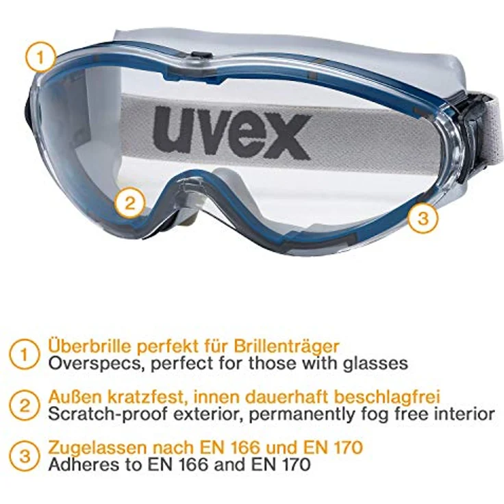 Uvex Ultrasonic Supravision Extreme Schutzbrille - Transparent-Blau-Grau – Bild 3