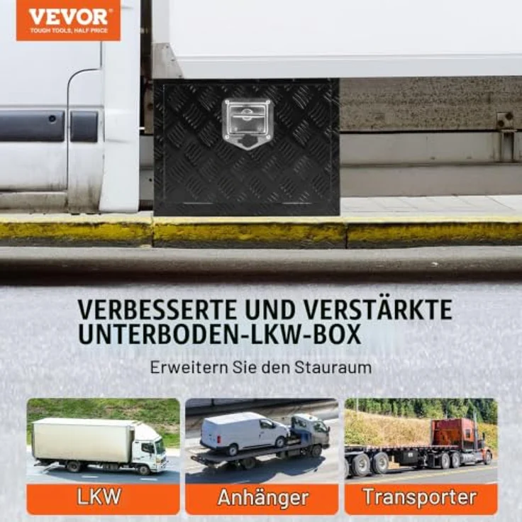 VEVOR Truckbox Werkzeugbox, Unterboden-Anhängerbox 46 x 32 x 36 cm, Aluminiumlegierung, abschließbar, rostfrei, 20 kg belastbar – Bild 2