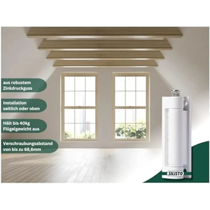 SILISTO Fenster & Tür-Scharniere 100mm, weiß RAL9016, 3er Pack, bis 40kg belastbar, wetterfest und robust, für Außen & Innen – Bild 3