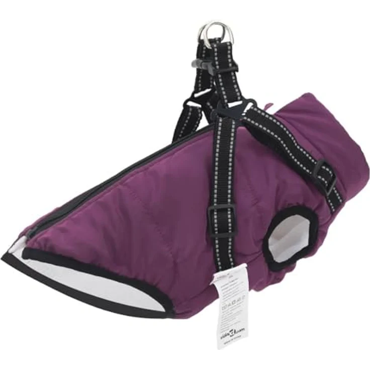 vidaXL Hundemantel mit Geschirr Wasserdicht Reflektierend Lila S, gemütlicher Mantel für Hunde bei kaltem Wetter – Bild 1