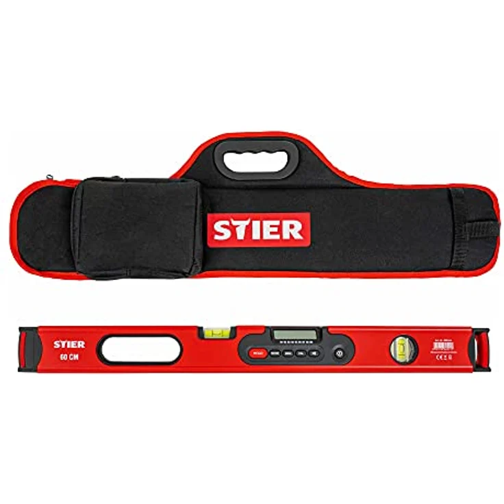 STIER Digitale Wasserwaage, SDW-600 LCD-Display, ±0,2°, 60 cm, vertikal & horizontal einsetzbar, HOLD-Funktion – Bild 2