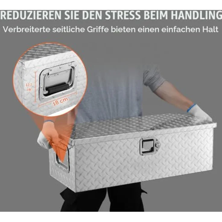 VEVOR Werkzeugkasten 762 x 330 x 244 mm, abschließbar, 64 L, Aluminiumlegierung, wasserdicht, 30 kg Tragfähigkeit für Lkw, Wohnmobil, PKW – Bild 5
