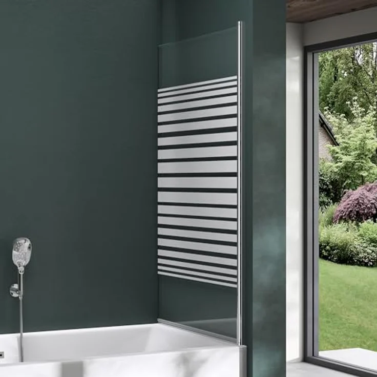 Mai&Mai Duschwand für Badewanne Sicherheitsglas mit NANO-Versiegelung 80x140cm Teilsatiniert Cortona201MS – Bild 5