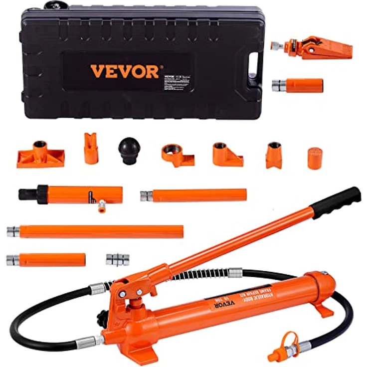 VEVOR Hydraulischer Wagenheber Luftpumpe 10 t, Lufthydraulischer Heber mit 135 mm Hub in Rot, inkl. 100/195/300/500 mm Verlängerungsstange, elektrostatisches Pulversprühen für Autoreparatur – Bild 1