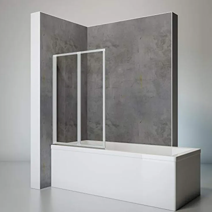 Schulte Duschwand für Badewanne Smart, 2-teilig faltbar, 87 x 121 cm, 3 mm Sicherheitsglas klar, alunatur, Klebe-Montage ohne Bohren