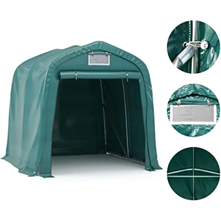 vidaXL Garagenzelt Wasserfest Zeltgarage Weidezelt Foliengarage Zelt Lagerzelt Auto Motorrad Schutz Unterstand Lagerung PVC 2,4x2,4m Grün – Bild 5