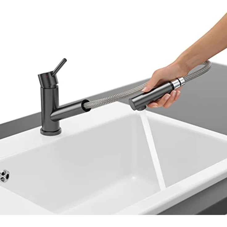 Villeroy & Boch Como Shower Window | Hochdruck | Einhand-Küchenarmatur mit herausziehbarer Handbrause und Vorfenstermontage | Anthracite | 92580005 – Bild 5