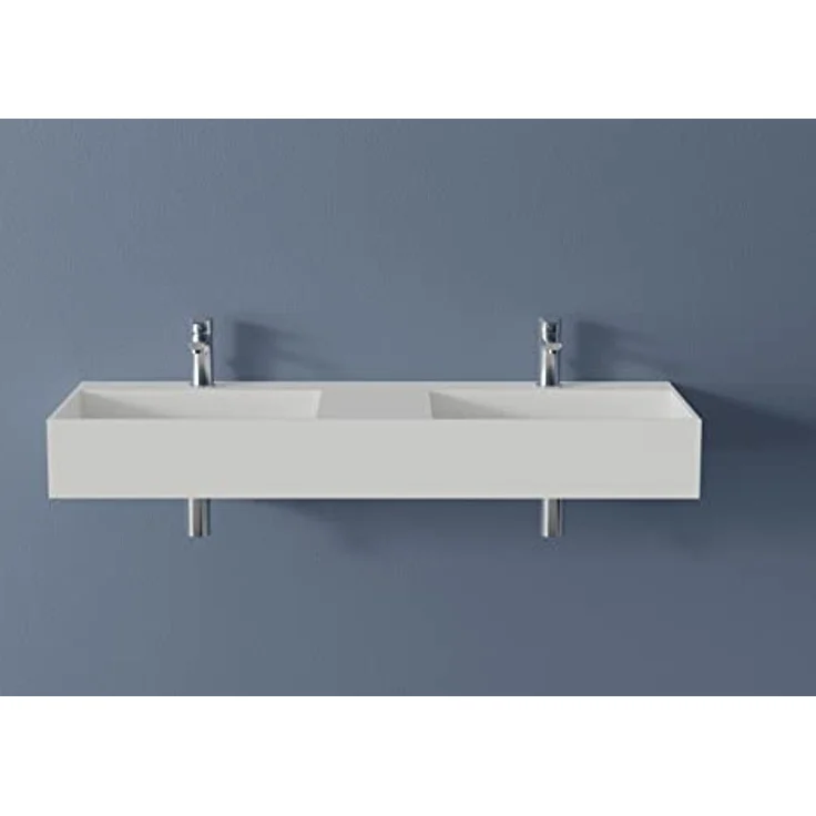 BERNSTEIN Wandwaschbecken aus Mineralguss TWG231 - Weiß matt, großzügige Ablagefläche, Waschbeckenbreite: 122 cm – Bild 4