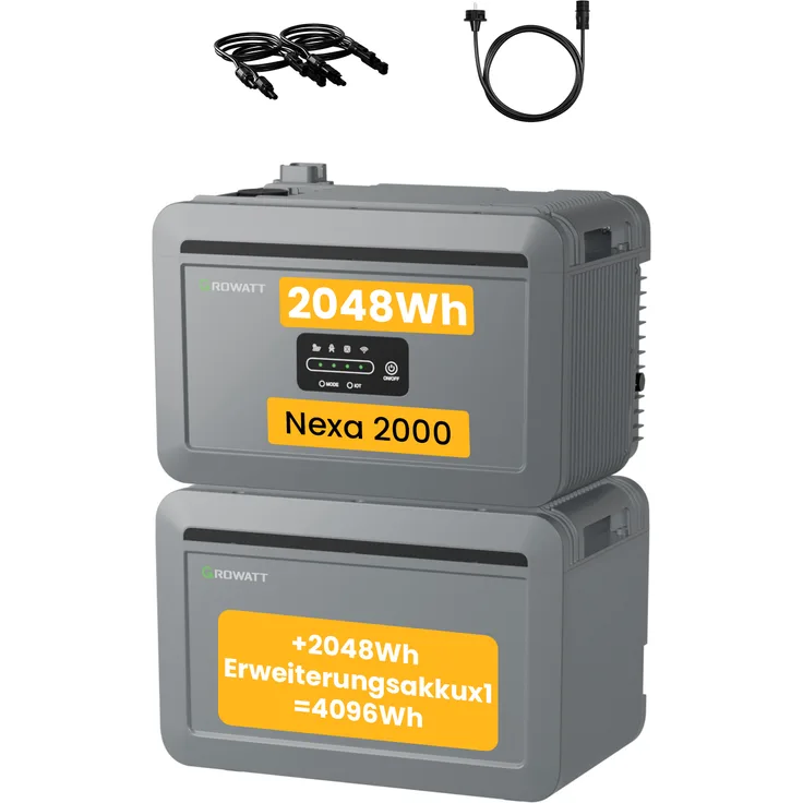 Powerness Balkonkraftwerk Speicher NOAH 2000, All-in-One 4096Wh mit Erweiterungsakku, IP66 Wasserschutz, erweiterbare Kapazität für Solaranlagen