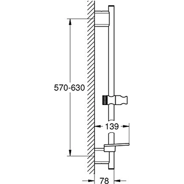 GROHE Rainshower SmartActive Brausestange 600mm, Chrom mit verstellbaren Wandhaltern und GROHE EasyReach Ablage – Bild 2